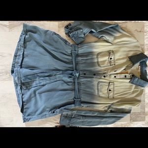 Copper Key Soft Tie Dye Denim Shorts Romper💞